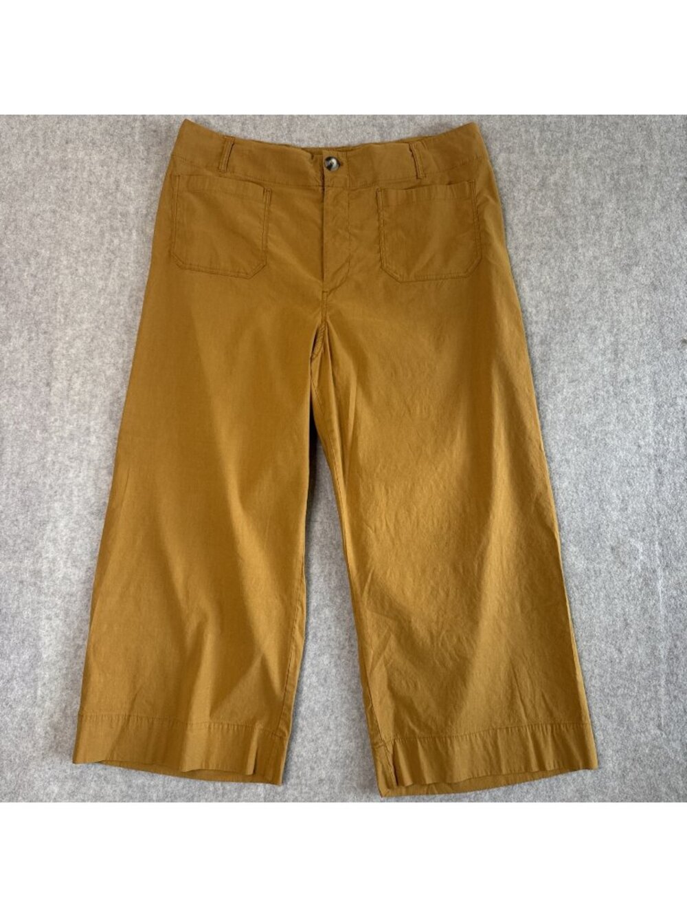 Maeve Colette Wide Leg Crop Pants Womens Plus 20 Mustard Linen Blend